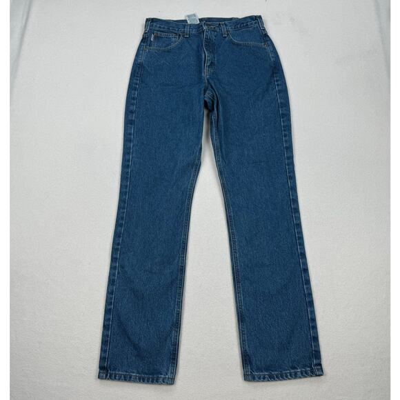 Carhartt Jeans Size 33x34 Dark Wash Straight Leg Classic Fit Utility Work Cotton - Picture 1 of 10